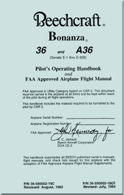  Beechcraft Bonanza N6 and A36 Aircraft Pilot's Operating Handbook and Airplane Flight Manual - 1994