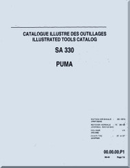 Sud Aviation / SCASE Aerospatiale SA 330 Helicopter Illustrated Tools  Catalog Manual ( French and English Language )