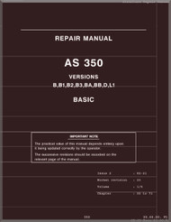 Aerospatiale / Eurocopter AS 350 B, B1, 2,3, BA,BB, D, L1 Helicopter Structural Repair Manual - 537 pages