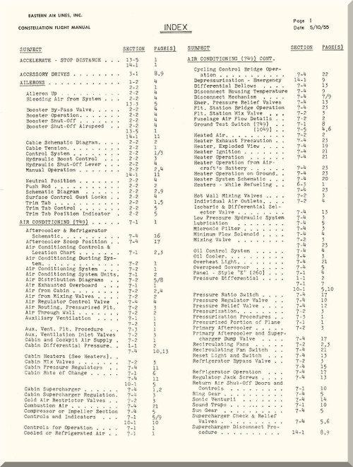 Lockheed 749 and 1049 Constellation Aircraft Flight Manual - Eastern Air Lines