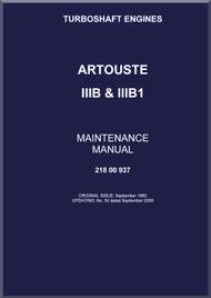 Turbomeca Artouste III B & B1 Aircraft Turbo shaft Engines Maintenance Manual -1960 ( English Language )