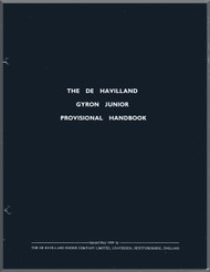 De Havilland Gyron Junior Aircraft Jet Engine Provisional Handbook Manual - 1959