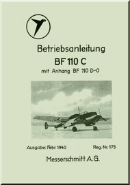 Messerschmitt Bf-110 C Aircraft Operating and set-up Instructions Manual , (German Language ) - Betriebs- und Rüstanleitung. , 19340 - 307 pages