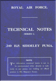 Armstrong Siddeley Puma 240 HP Aero Engine Technical Notes Manual 