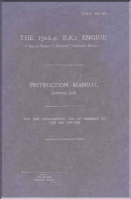 Bentley Rotary "BR.1" 150 H.P. Aero Aircraft Engine Instruction Manual - 1918