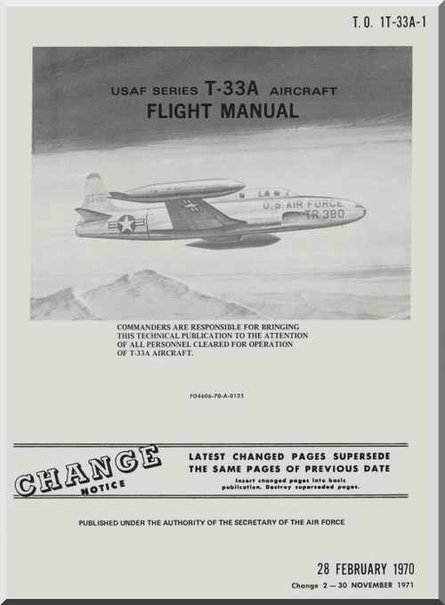 Lockheed T-33A Aircraft Flight Manual -T.O. 1T-33A-1 - 1970
