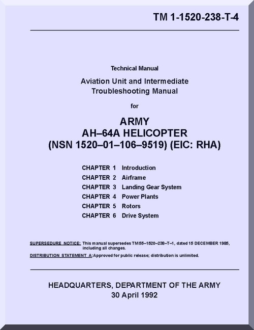 Boeing Helicopter AH-64 A Aviation Unit Maintenance Manual -1992, TM 1-1520-238-T-4 (