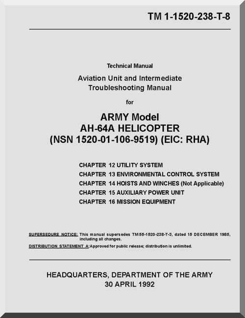 Boeing Helicopter AH-64 A Aviation Unit Maintenance Manual -1992, TM 1-1520-238-T-8