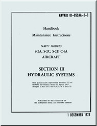 Grumman S-2 A, S-2C, S2F, C1A Aircraft Handbook Maintenance Instructions Manual - Hydraulic Systems -- 01-85SAA-2-3- 1973