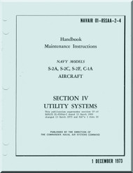 Grumman S-2 A, S-2C, S2F, C1A Aircraft Handbook Maintenance Instructions Manual - Utility Systems -- 01-85SAA-2-4- 1973