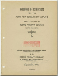 Boeing XB-29 Aircraft Handbook of Instructions Manual - 1942 