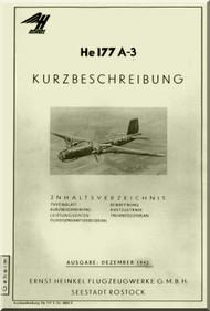 Heinkel He-177 A-3 Aircraft Short Description Manual - Kurzbeschreibung , 1942, (German Language )