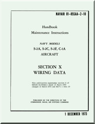 Grumman S-2 A, S-2C, S2F, C1A Aircraft Handbook Maintenance Instructions Manual - Wiring Data -- 01-85SAA-2-10- 1973