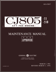 General Electric CJ805-23 & 23B , Aircraft Turbo Jet Engine Maintenance Manual ( English Language ) -19661/76 - GEI 67837