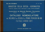 Macchi M.416 Aircraft Illustrated Parts Catalog Manual, Catalogo Nomenclatore ( Italian Language ) , Ca 774 - 1952 -