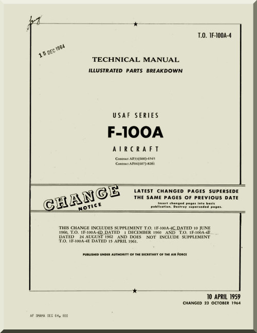 North American Aviation F 100 A Aircraft Illustrated Parts Breakdown North American Aviation F 100 A Aircraft Illustrated Parts Breakdown