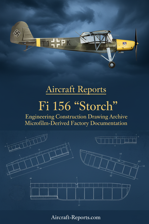 Fieseller Fi156 " Storch " Aircraft Blueprints Engineering Construction Drawings on USBD or  Download