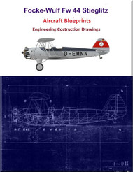 Foke Wulf Fw44 " Stiegliz" Aircraft Blueprints Engineering Construction Drawings on DVDs or Download