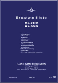 Klemm Kl 35 B, D Aircraft Illustrated Parts Catalog Manual , Ersatzteilliste - 1940 - (German Language )