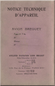 Breguet Type 14 T Bis Aircraft Technical Manual ( French Language ) 