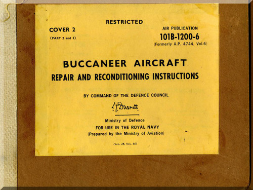 Blackburn Buccaneer S Mk2   Aircraft   Repair and Reconditioning Instruction Manual -  Cover 2 - AP 101B-1200-6-1987