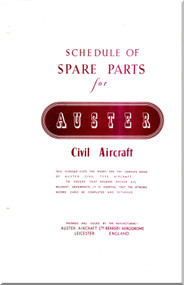 Auster Civil Aircraft Schedule of Spare Parts Manual - 1956 