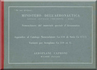 Caproni Ca.310 Aircraft Illustrated Parts Catalog - Appendix Ca.371/ 1 Manual, Catalogo Nomenclatore Appendice ( Italian Language ) - 1939
