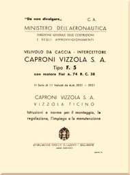 Caproni Vizzola F.5 Aircraft Erection and Maintenance Manual, Istruzioni per il Montaggio e la Regolazione ( Italian Language ) , C.A.470 .... -1940 