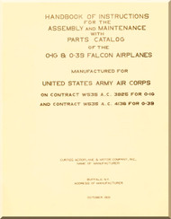 Curtiss Falcon O-1G, & O-39 Airplanes Handbook of Instructions Assembly and Maintenance with Catalog Manual - 1931