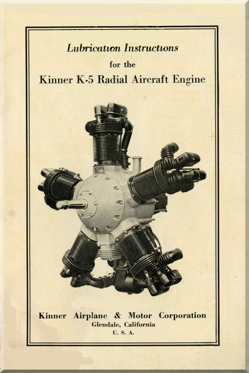 Kinner K-5 Aircraft Engine Lubrication Instructions Manual