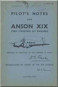 Avro Anson XIX Aircraft Pilot's Notes Manual - A.P. 1525N-PN