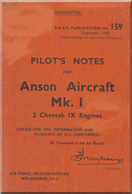  Avro Anson Mk.I Aircraft Pilot's Notes Manual - R.A.A.F Publication 159
