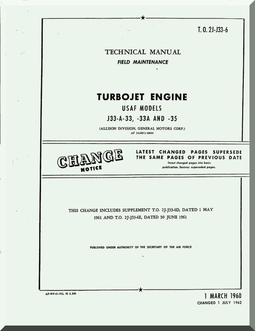 Allison J-33-A33  Aircraft Engine Filed Maintenance Manual