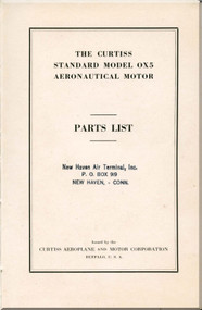 Curtiss OX-5 Aircraft Aero Engine Part List Manual - 1917