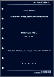 Dassault Mirage F1 BD Aircraft Operating Instructions Manual - 1F-F1K50BD-1-1 1990 - 332 pages - (English Language)