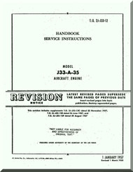 Allison J-33-A-35  Aircraft Engine Handbook Service Instruction Manual  ( English Language ) 