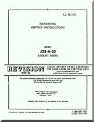 Allison J-33-A-35  Aircraft Engine Handbook Service Instruction Manual