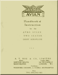A.V. Roe Avro 581 Avian Aircraft Handbook Instructions Manual - (English Language) -