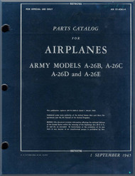 Douglas A-26 B, C, D, E Aircraft Parts Catalog Manual - AN01-40AJ-4 - 1945