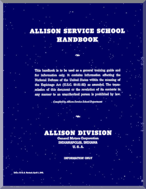 Allison V-1710 F  Aircraft Engine  Service School  Manual