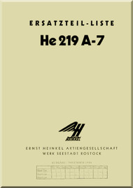 Heinkel He-219 A-7 Aircraft Illustrated Parts Catalog Manual - Ersatzteil-Liste - 1944 - (German Language)
