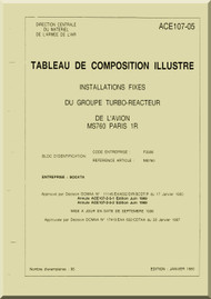Morane Saulnier MS-760 Aircraft Illustrated Parts Cattalog Manual MS.760 Paris R1 Tableau de composition illustre -Installations fixes du groupe Turbo-reacteur - ACE107-05 -1980 - (French Language)