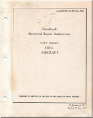  Grumman F11F Aircraft Structural Repair Instructions Manual - 01-85FGG-503 - 1957