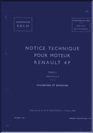 Renault Type 4 P Aircraft Engine Use and Maintenance Manual ( French Language) - 1947