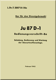 Junkers JU 87 D-1    Aircraft Operating Instructions Manual , Bedienungsvorschrift-Bo , 1942 -  (German Language)
