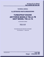 Allison T56-A-7B  Aircraft Engine Illustrated Parts Breakdown Handbook  Manual  ( English Language ) Navaiir 02B-5DA-504 TO 2J-T56-24 - 1992