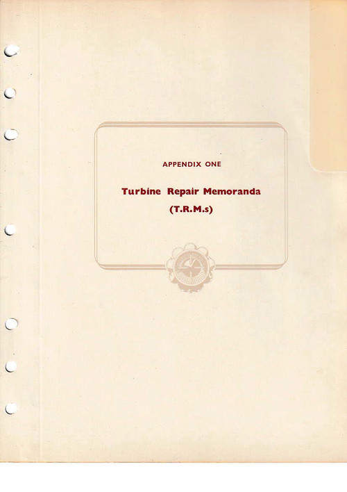 Rolls Royce " Nene "   Aircraft Engine Overhaul Manual   -Appendix One -Turbine Repair Memoranda - TSD 296 - Apx 1