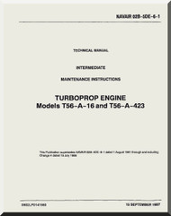 Allison T56-A-14 - 423  Aircraft Engine Intermediate Maintenance Instructions  Manual  ( English Language ) - NAVAIR 02B-5DE-6-1 - 1977