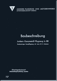 Junker JU 88 A-1,   Aircraft  Construction Description    Manual ,  Baubeschreibung - 67 pages  (German Language), 1940