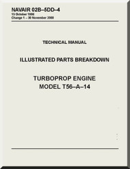Allison T56-A-14  Aircraft Engine Illustrated Parts Breakdown Handbook  Manual  ( English Language ) - NAVAIR 02B-5DD-4 -1998